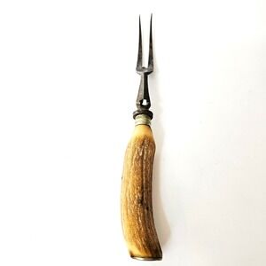Vintage Joseph and Sons Stag Horn Handmade Antler Fork‎ Carving - M1122